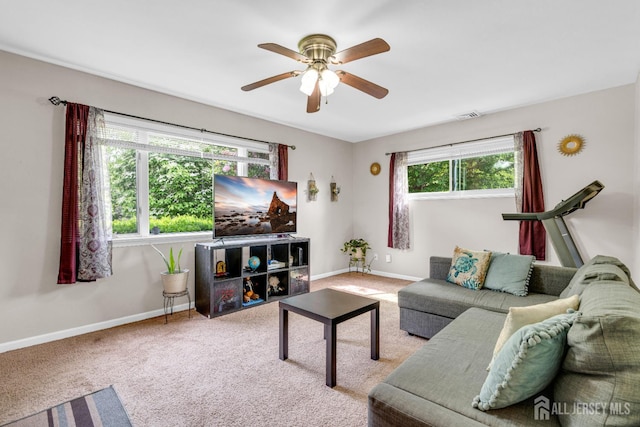 4 Dayton Rd, Edison, NJ 08817 - living area featuring ceiling fan, baseboards, and carpet floors