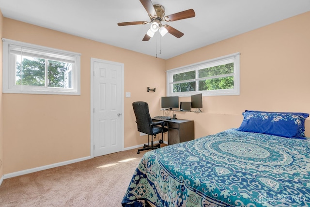 4 Dayton Rd, Edison, NJ 08817 - carpeted bedroom featuring multiple windows, baseboards, a ceiling fan, and a desk
