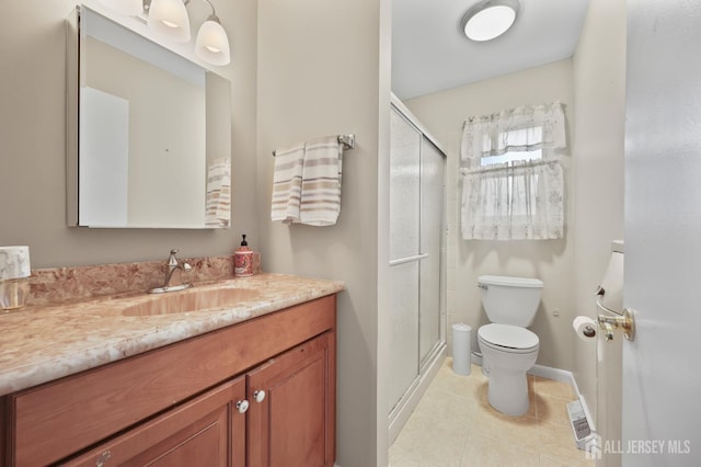 10 Nebraska Dr, Old Bridge, NJ 07747 - full bathroom featuring toilet, vanity, a shower stall, and tile patterned floors