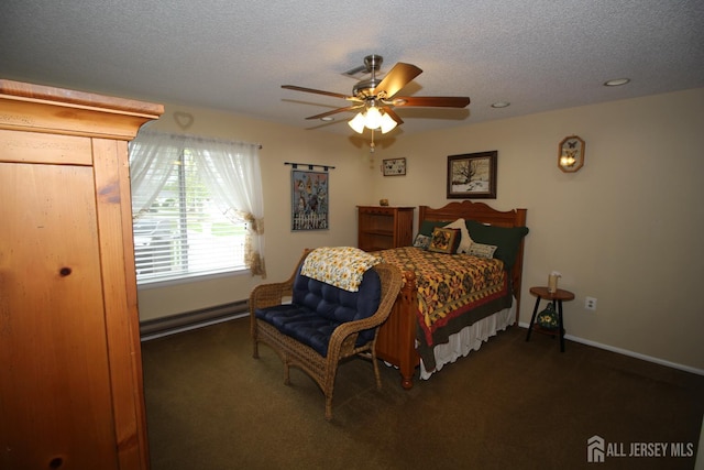 816-C Deal Rd, Monroe, NJ 08831 - bedroom with carpet flooring, a baseboard heating unit, a textured ceiling, ceiling fan, and recessed lighting