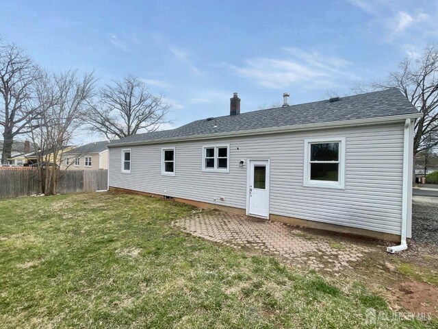 66 W Spring St W, Somerville, NJ 08876 - rear view of house with a chimney, a shingled roof, and a patio