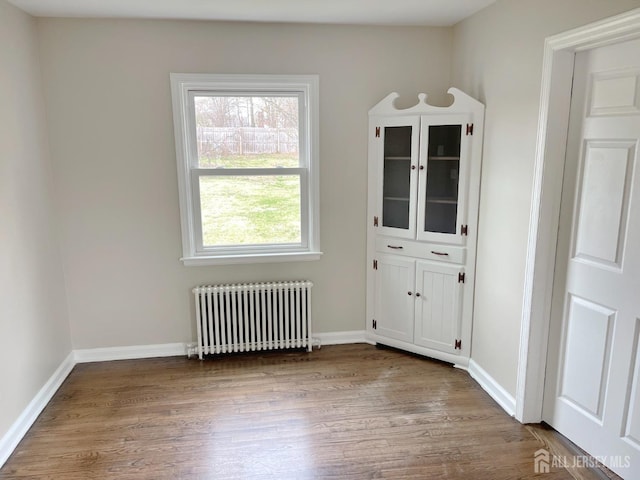 66 W Spring St W, Somerville, NJ 08876 - unfurnished dining area with radiator, wood finished floors, and baseboards