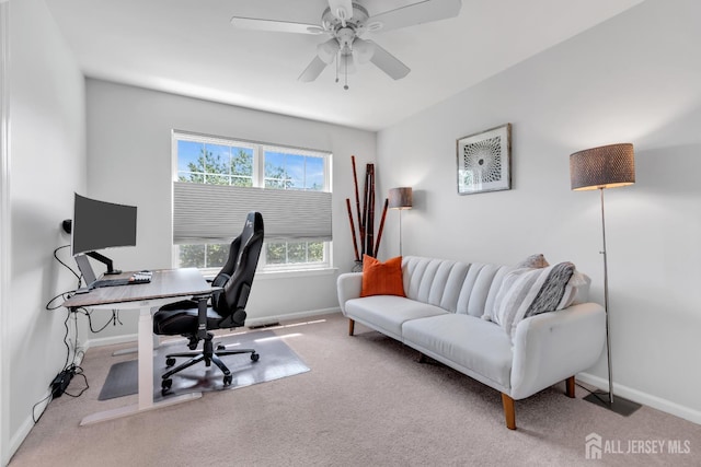 43 Capica Ct, South Amboy, NJ 08879 - carpeted home office with baseboards and ceiling fan