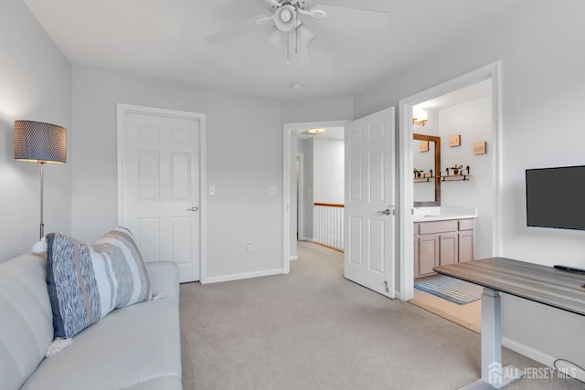43 Capica Ct, South Amboy, NJ 08879 - living room featuring light carpet and a ceiling fan
