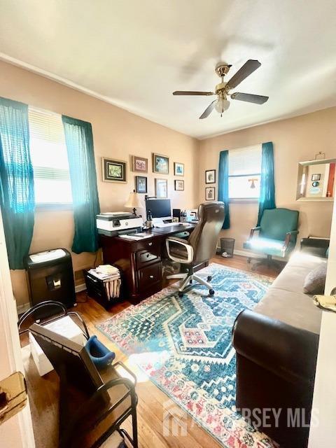 37 Kearney Ave, Keyport, NJ 07735 - home office with ceiling fan, healthy amount of natural light, and wood finished floors