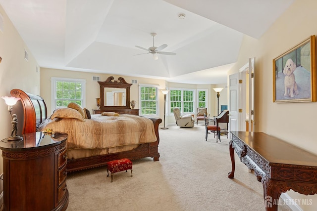 7 Pershing Ct, North Brunswick, NJ 08902 - carpeted bedroom featuring a tray ceiling and ceiling fan