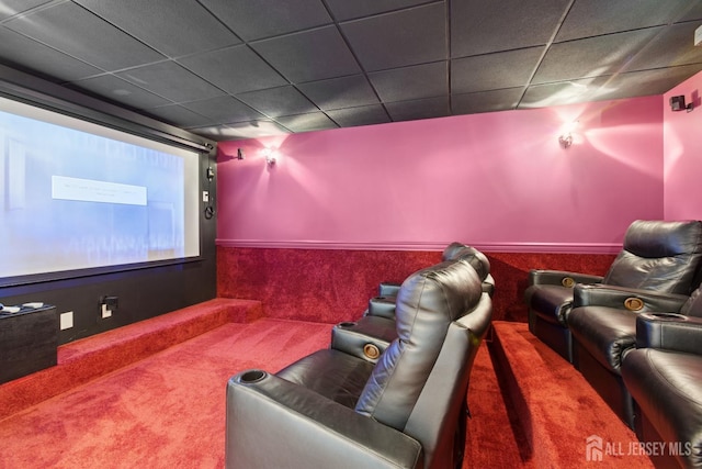 7 Pershing Ct, North Brunswick, NJ 08902 - carpeted cinema featuring a drop ceiling