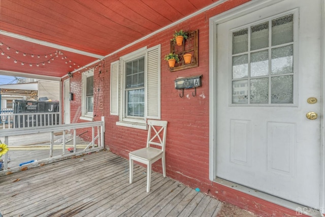 deck featuring a porch