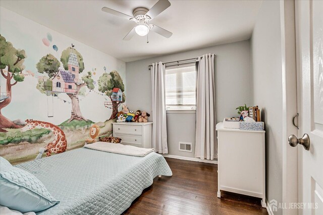 12 Sherry Rd, East Brunswick, NJ 08816 - bedroom featuring dark wood-style flooring, baseboards, and a ceiling fan
