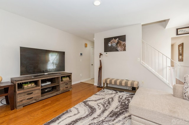 living room with wood-type flooring