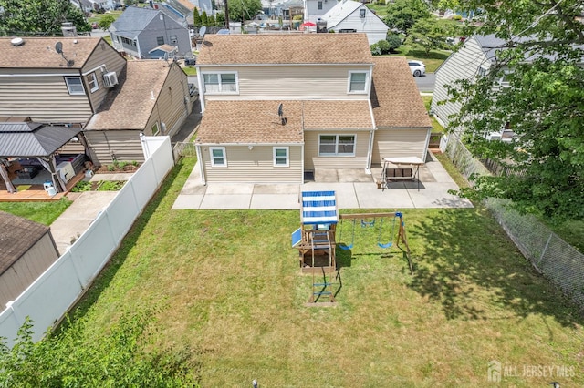 186 Tyler Ave, Iselin, NJ 08830 - rear view of property with a patio, a playground, a gazebo, a residential view, and roof with shingles