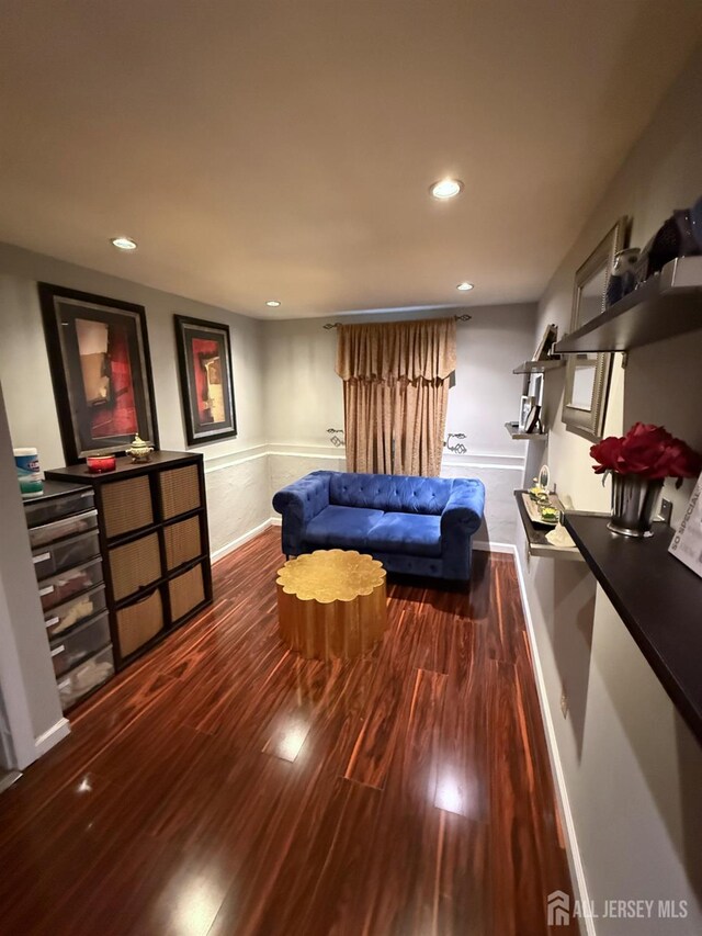 living room with hardwood / wood-style floors