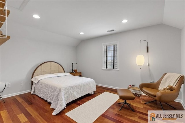 6503 Schindler Dr, South Brunswick, NJ 08852 - bedroom with vaulted ceiling, wood finished floors, and recessed lighting