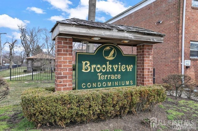 view of community sign