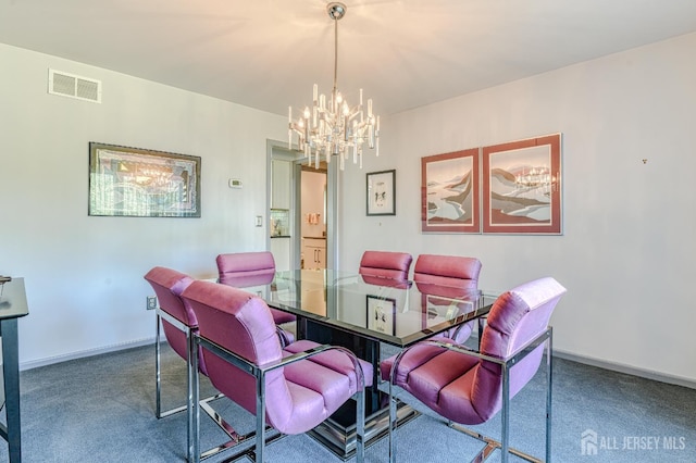 38 Silver Holw, North Brunswick, NJ 08902 - dining space with a chandelier, carpet floors, and baseboards