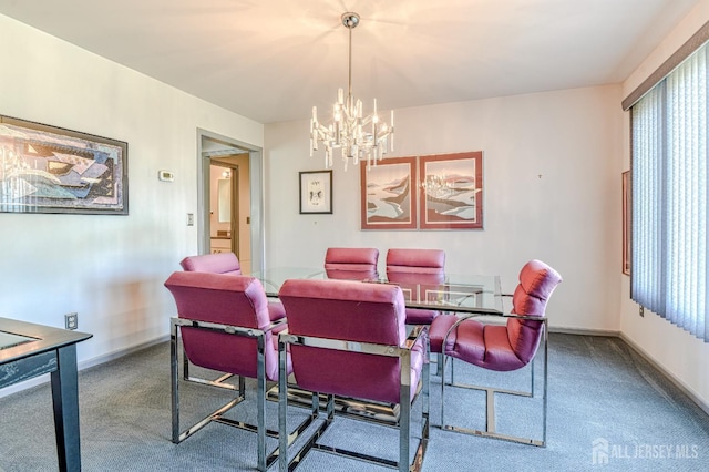 38 Silver Holw, North Brunswick, NJ 08902 - carpeted dining space featuring a chandelier and baseboards
