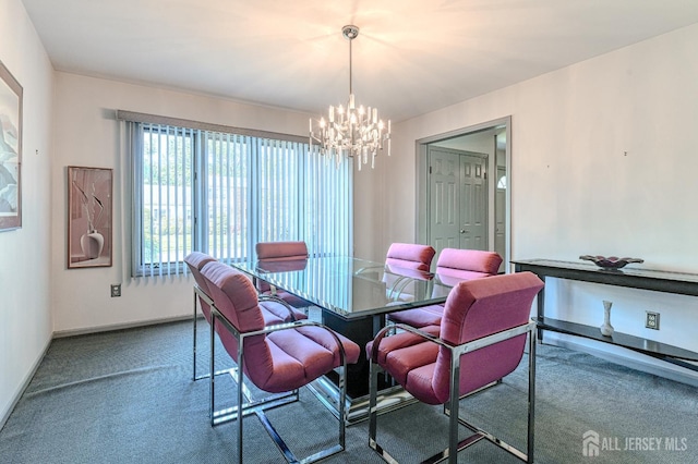 38 Silver Holw, North Brunswick, NJ 08902 - dining space with a chandelier, carpet, and baseboards