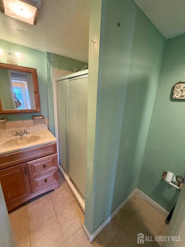 154 Townsend St, New Brunswick, NJ 08901 - full bath featuring vanity, a stall shower, and tile patterned flooring
