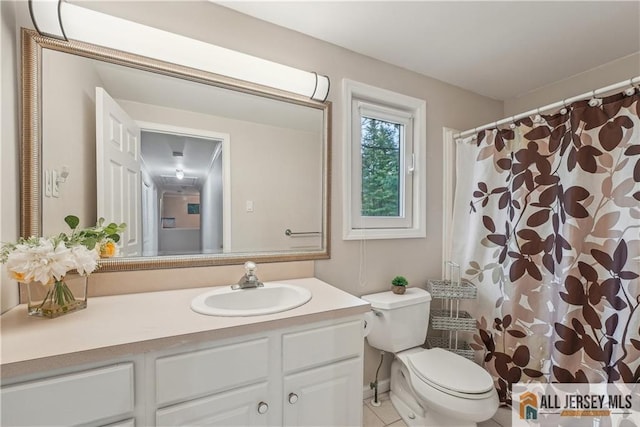 52 State Route 33rd St, Freehold Twp, NJ 07728 - full bath with vanity, tile patterned flooring, and curtained shower