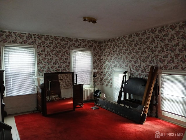 bedroom featuring radiator