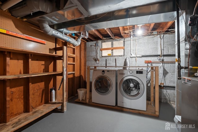 below grade area with independent washer and dryer