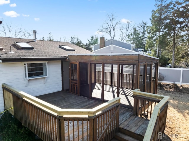 wooden deck featuring fence