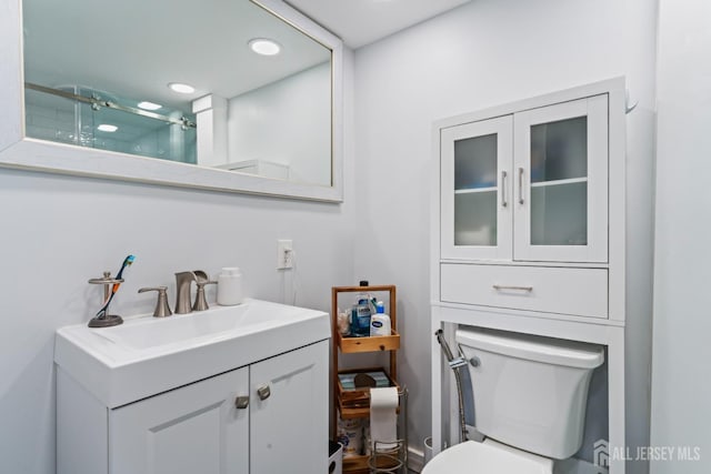 8 Martha Blvd, Sayreville, NJ 08879 - bathroom with toilet, vanity, a shower, and recessed lighting