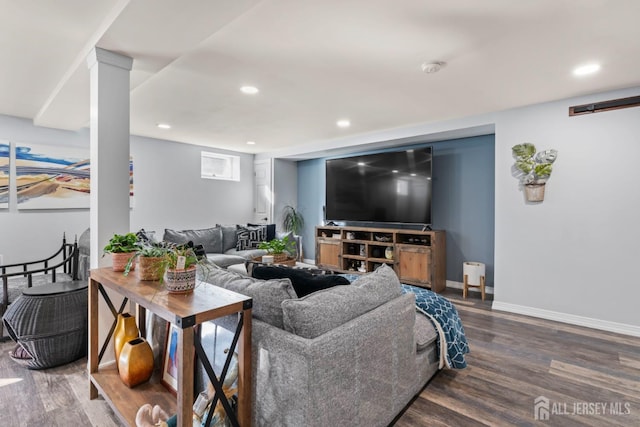 8 Martha Blvd, Sayreville, NJ 08879 - living room with wood finished floors, recessed lighting, and baseboards