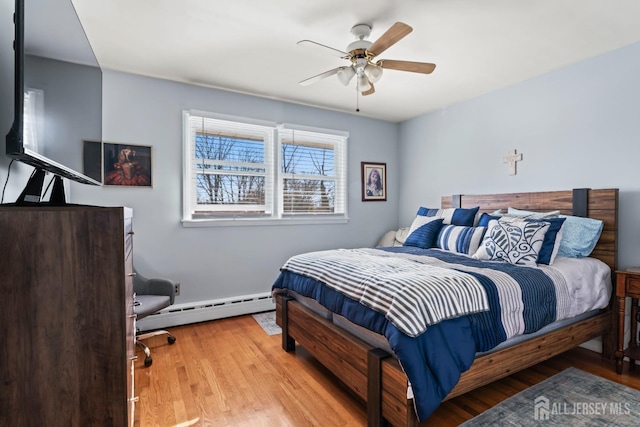 8 Martha Blvd, Sayreville, NJ 08879 - bedroom featuring baseboard heating, wood finished floors, ceiling fan, and baseboards