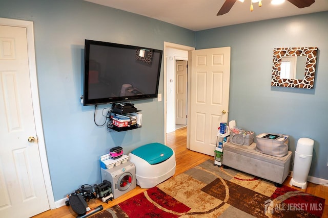 1457 George St Unit 61, Plainfield, NJ 07062 - game room with a ceiling fan and wood finished floors