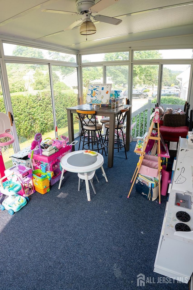 1457 George St Unit 61, Plainfield, NJ 07062 - sunroom / solarium featuring a ceiling fan and outdoor dining space