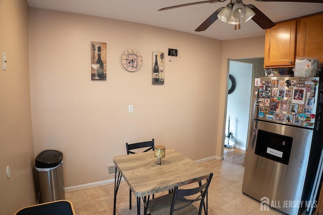 1457 George St Unit 61, Plainfield, NJ 07062 - dining space featuring a ceiling fan and light tile patterned flooring