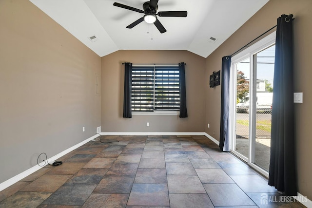 385 Shoreland Cir, Old Bridge, NJ 08879 - unfurnished room featuring a ceiling fan and vaulted ceiling