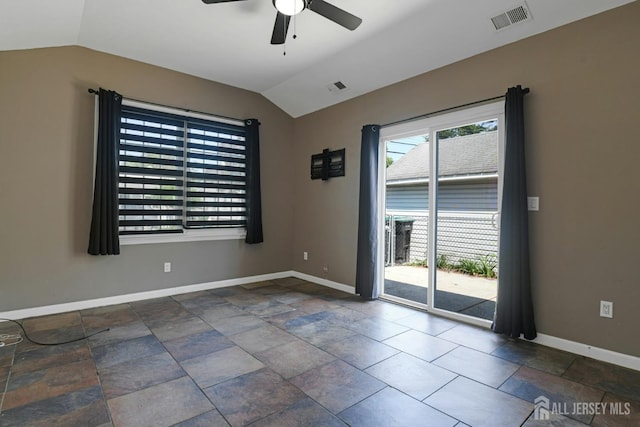 385 Shoreland Cir, Old Bridge, NJ 08879 - spare room featuring vaulted ceiling and a ceiling fan