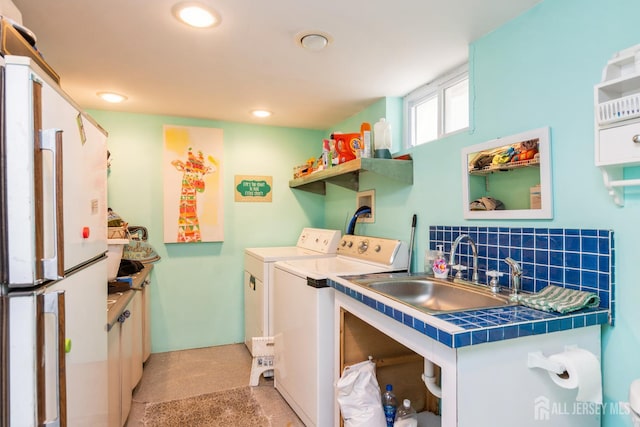 177 Hillside Ave, South River, NJ 08882 - laundry room with washer and clothes dryer and recessed lighting