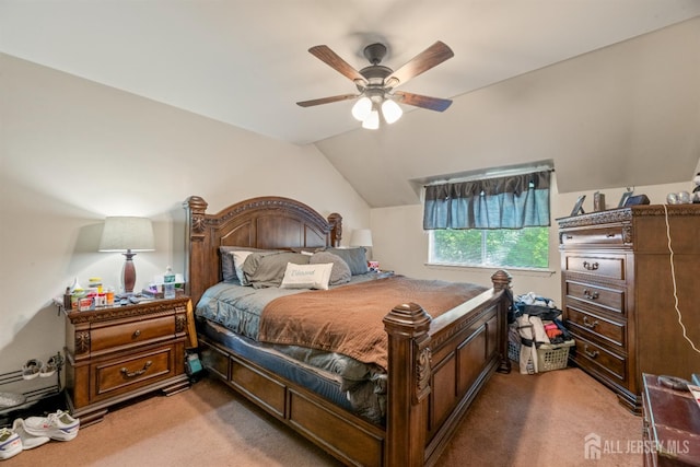 1103 Schmidt Ln, North Brunswick, NJ 08902 - bedroom featuring carpet flooring, vaulted ceiling, and a ceiling fan