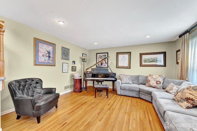 living room featuring light wood-type flooring