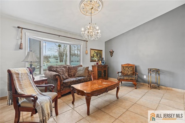 7 Piedmont Dr, Old Bridge, NJ 08857 - living area with a chandelier and light tile patterned flooring