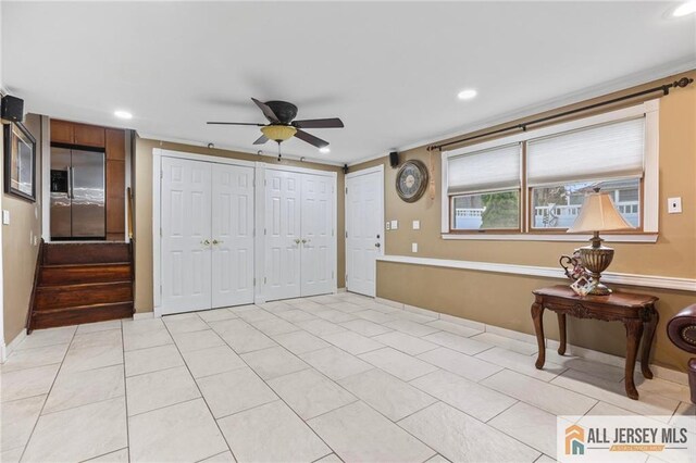 7 Piedmont Dr, Old Bridge, NJ 08857 - entryway with ceiling fan, recessed lighting, and light tile patterned flooring