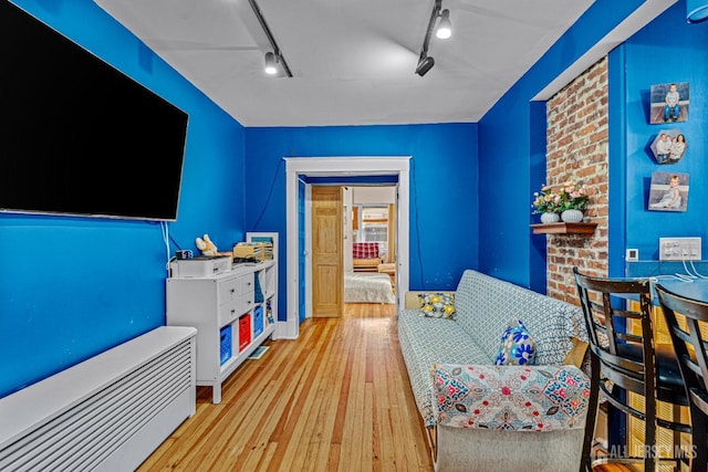 55 Suydam St, New Brunswick, NJ 08901 - living room featuring rail lighting and wood finished floors