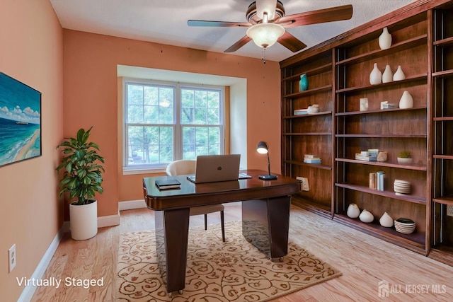25 Sheffield Ct, North Brunswick, NJ 08902 - office area with a ceiling fan and light wood finished floors