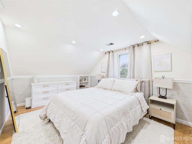 218 Washington Ave, Matawan, NJ 07747 - bedroom with light wood-type flooring, vaulted ceiling, baseboards, and recessed lighting