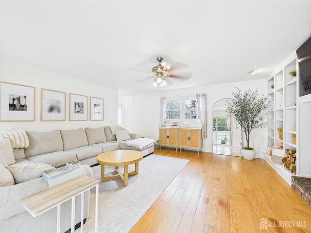218 Washington Ave, Matawan, NJ 07747 - living room featuring wood-type flooring and a ceiling fan