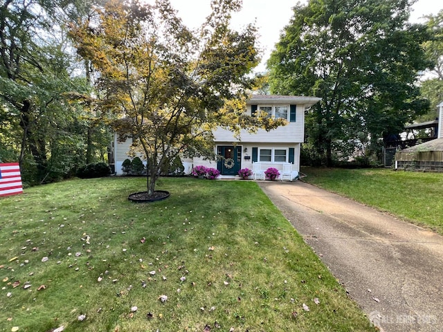 view of front facade with a front lawn