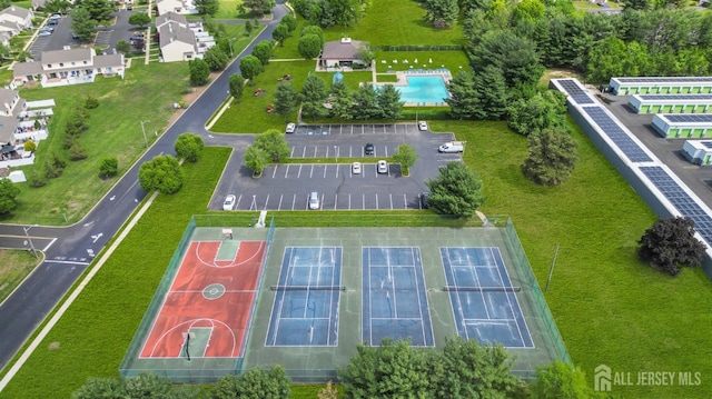 218 Community Cir, Old Bridge, NJ 08857 - bird's eye view of a pool area