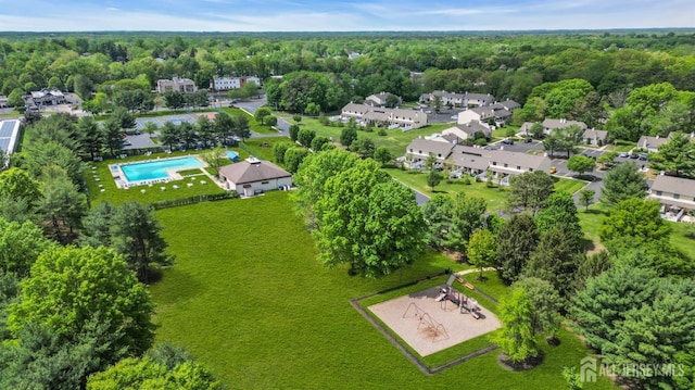 218 Community Cir, Old Bridge, NJ 08857 - drone / aerial view of a pool and a forest