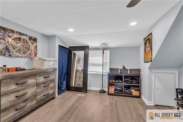 2124 Orchard Dr, South Plainfield, NJ 07080 - interior space with baseboards, a ceiling fan, recessed lighting, and wood finished floors