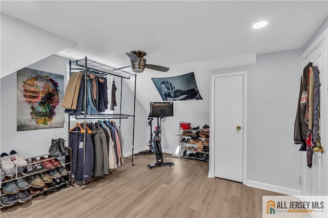2124 Orchard Dr, South Plainfield, NJ 07080 - interior space featuring baseboards, ceiling fan, and wood finished floors