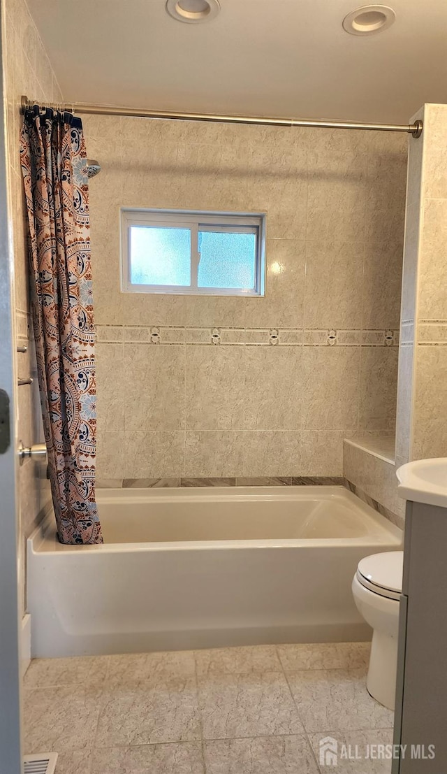 20 Brunswick Ave, Spotswood, NJ 08884 - full bathroom with shower / bath combo, plenty of natural light, vanity, and recessed lighting