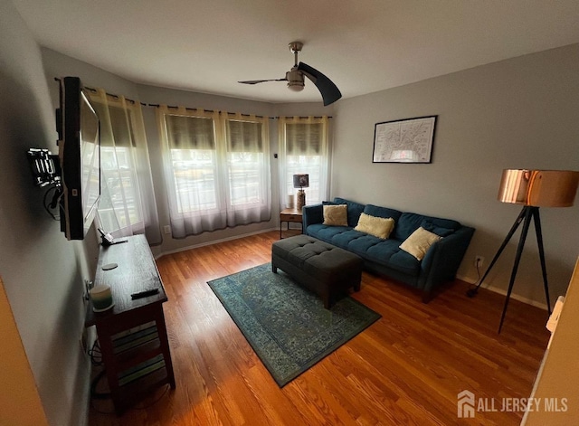 54 Washington Rd, Sayreville, NJ 08872 - living area featuring a ceiling fan and wood finished floors
